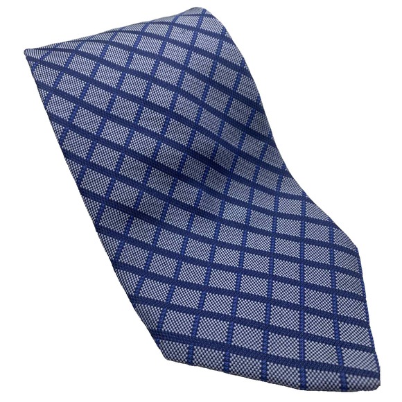 BROOKS BROTHERS Basics Men's Silk Necktie USA Designer Blue crosshatch luxury - Picture 1 of 5